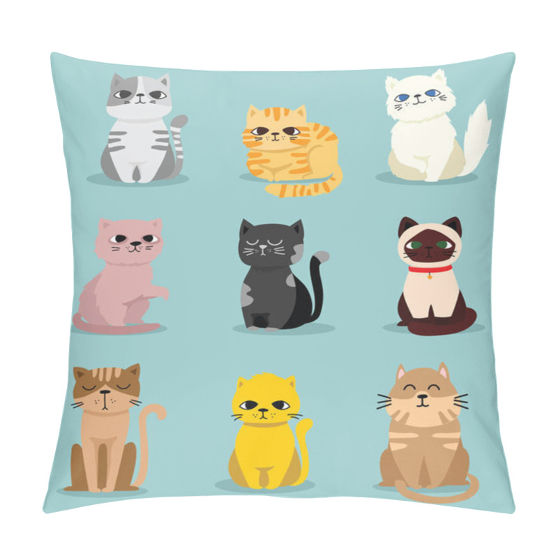 Personality  Set Of Vector Cute Funny Cats For Greeting Card Design, T-shirt Print, Inspiration Poster. Pillow Covers