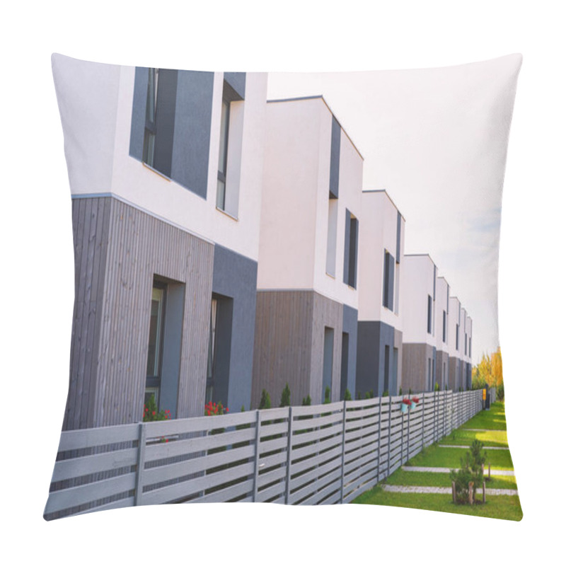 Personality  Apartment House Residential Buildings Complex With Gate Pillow Covers