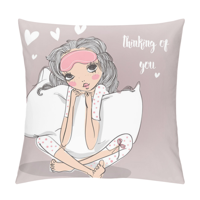 Personality  Cute Cartoon Girl With Pillow Pillow Covers