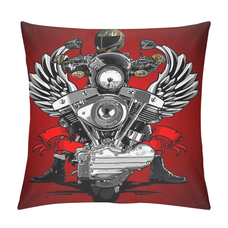 Personality  V-twin Biker Background Vector Template Pillow Covers