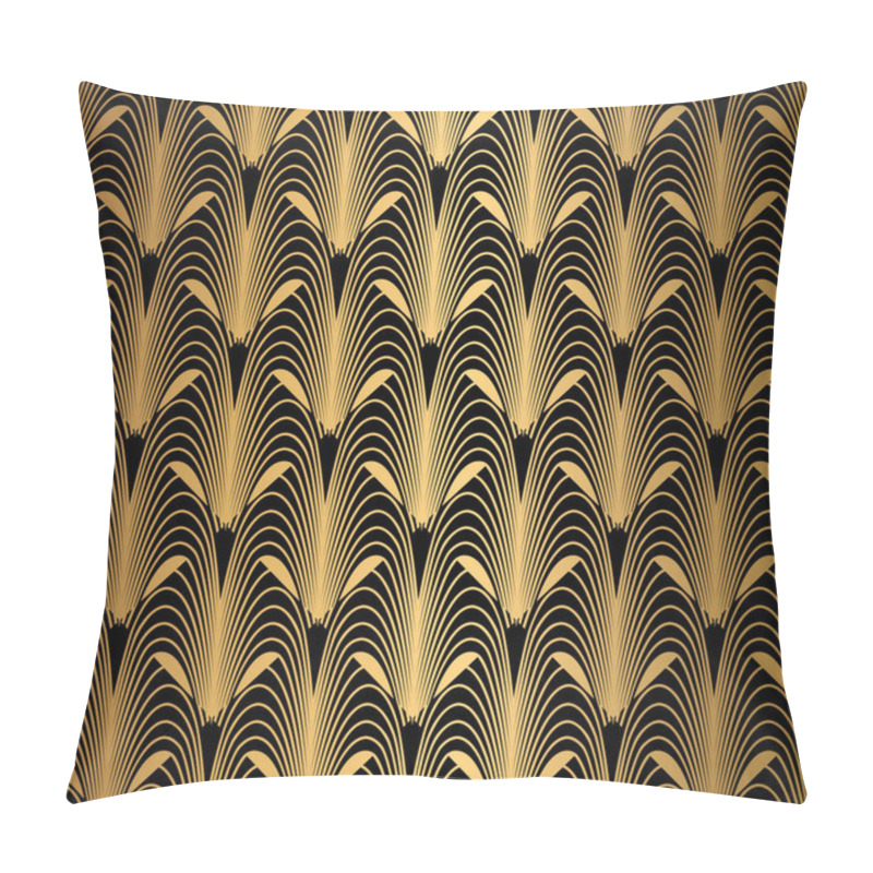 Personality  Art Deco Pattern. Seamless Black And Gold Background. Pillow Covers