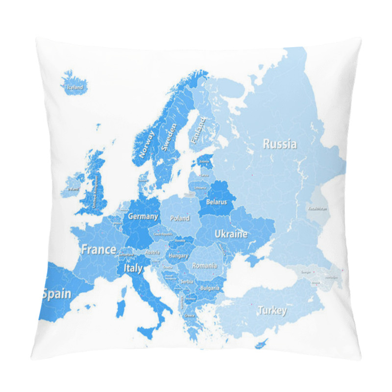 Personality  Europe Vector High Detailed Political Map With Regions Borders Pillow Covers