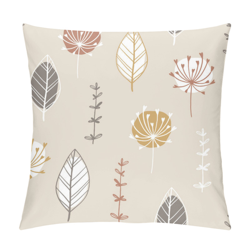 Personality  Scandinavian Minimalist Seamless Pattern With Hand-drawn Leaves And Herbs. Abstract Spots And Simple Doodle Lines In A Pastel Palette. Vector Background Ideal For Printing Textile, Fabric, Wrappers Pillow Covers