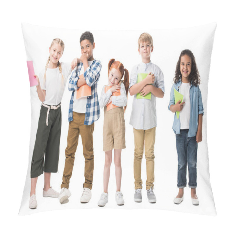 Personality  Multiethnic Children With Textbooks Pillow Covers