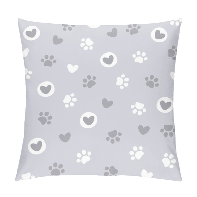 Personality  Pet Paw Seamless Pattern. Vector Illustration With Paw And Hearts On Purple Background. It Can Be Used For Wallpapers, Wrapping, Cards, Patterns For Clothes And Other. Pillow Covers