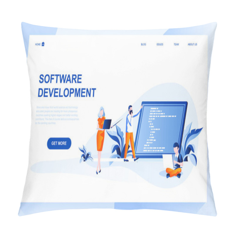 Personality  Software Development Vector Landing Page Template With Header. Application Coding, Programming Web Banner, Homepage With Flat Illustrations Pillow Covers