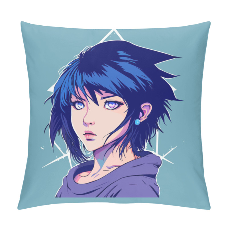 Personality  Young Girl Anime-style Character Vector Illustration Design. Manga Anime Girl Faces Cartoon. Girl Anime Female Manga Cartoon Pillow Covers