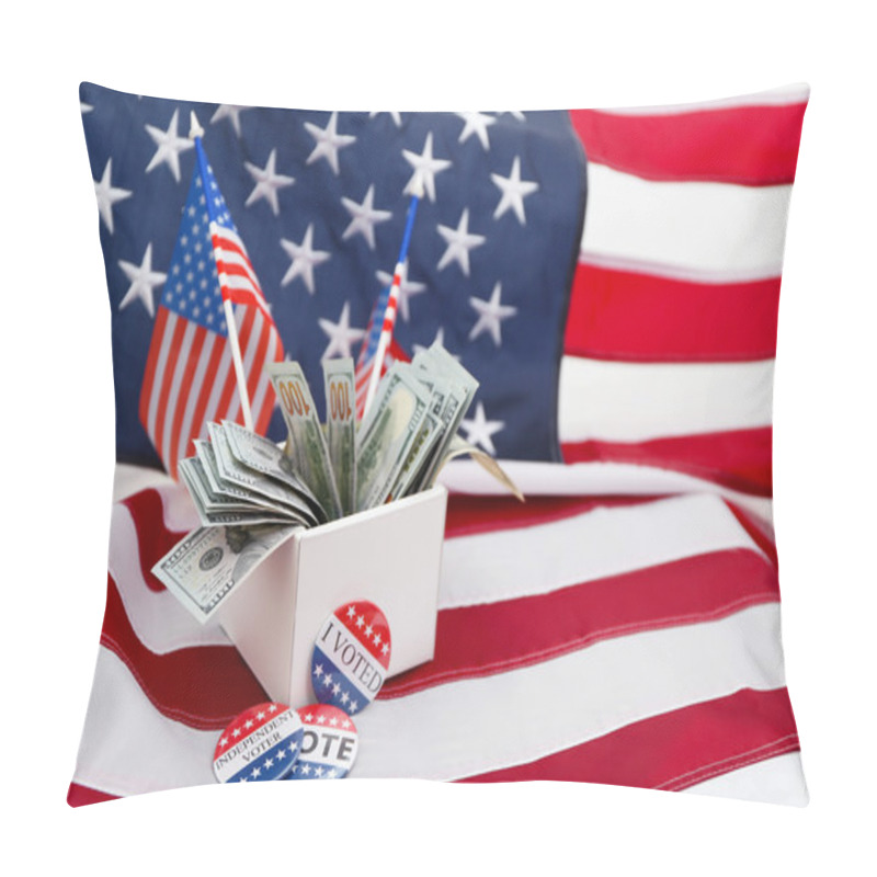 Personality  American Vote Badges And Dollar Banknote Pillow Covers