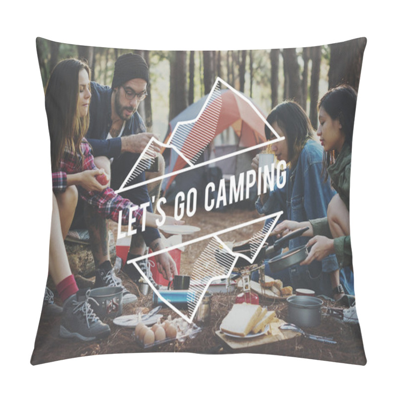 Personality  Friends Cooking Outdoors In Forest  Pillow Covers