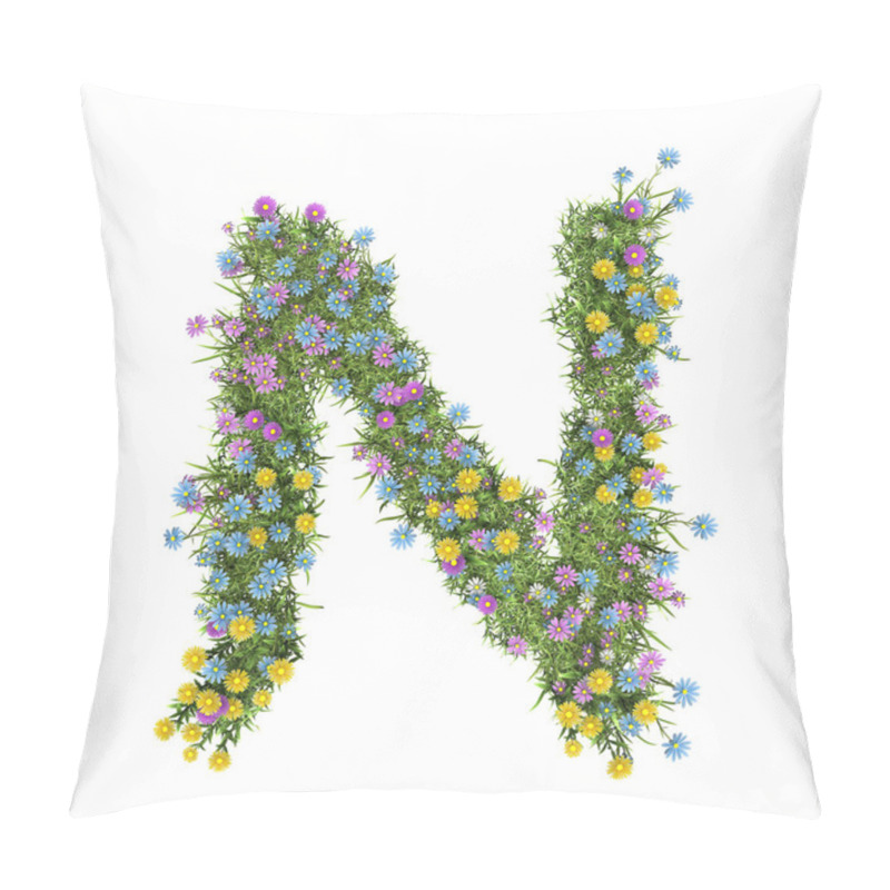 Personality  Letter N, Flower Alphabet Isolated On White Pillow Covers