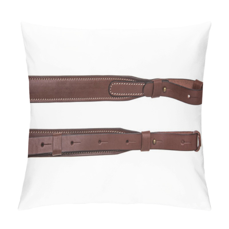 Personality  Leather Shoulder Strap For A Gun Isolated On White Background Pillow Covers