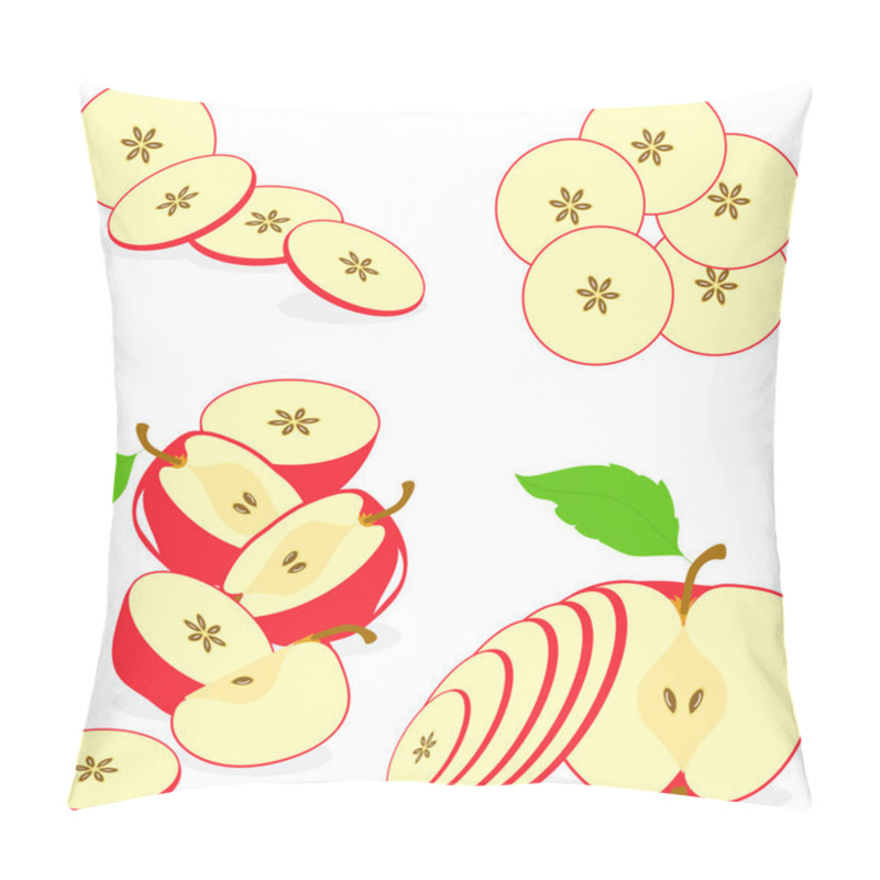 Personality  Apple Slices, Collection Of Vector Illustrations On A Transparent Background Pillow Covers