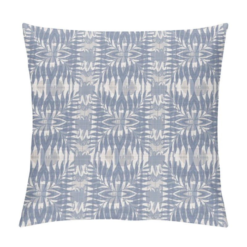 Personality  Seamless French Farmhouse Damask Linen Pattern. Provence Blue White Woven Texture. Shabby Chic Style Decorative Fabric Background. Textile Rustic All Over Print Pillow Covers