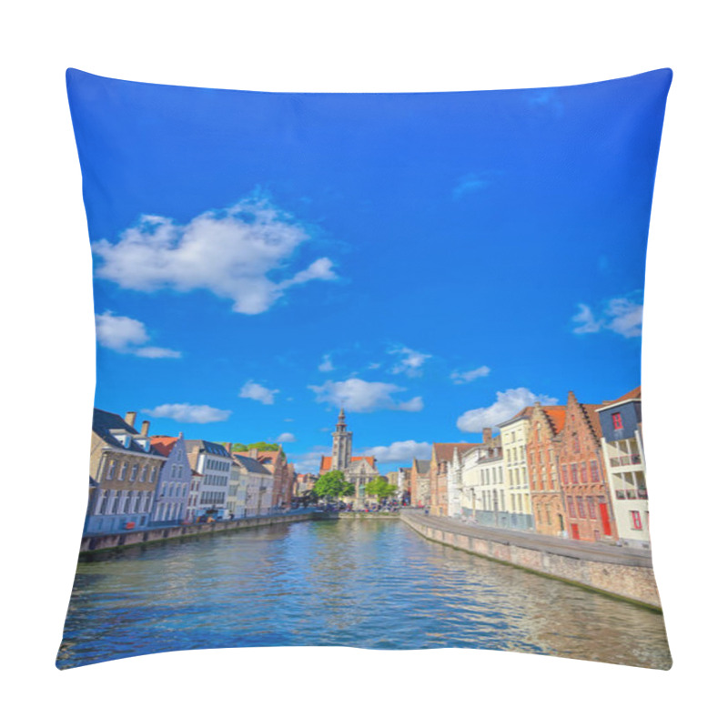 Personality  The Canals Of Bruges (Brugge), Belgium On A Sunny Day. Pillow Covers