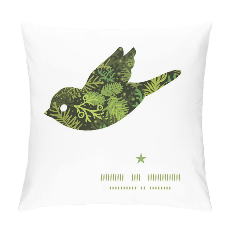 Personality  Vector Evergreen Christmas Tree Bird Silhouette Pattern Frame Pillow Covers