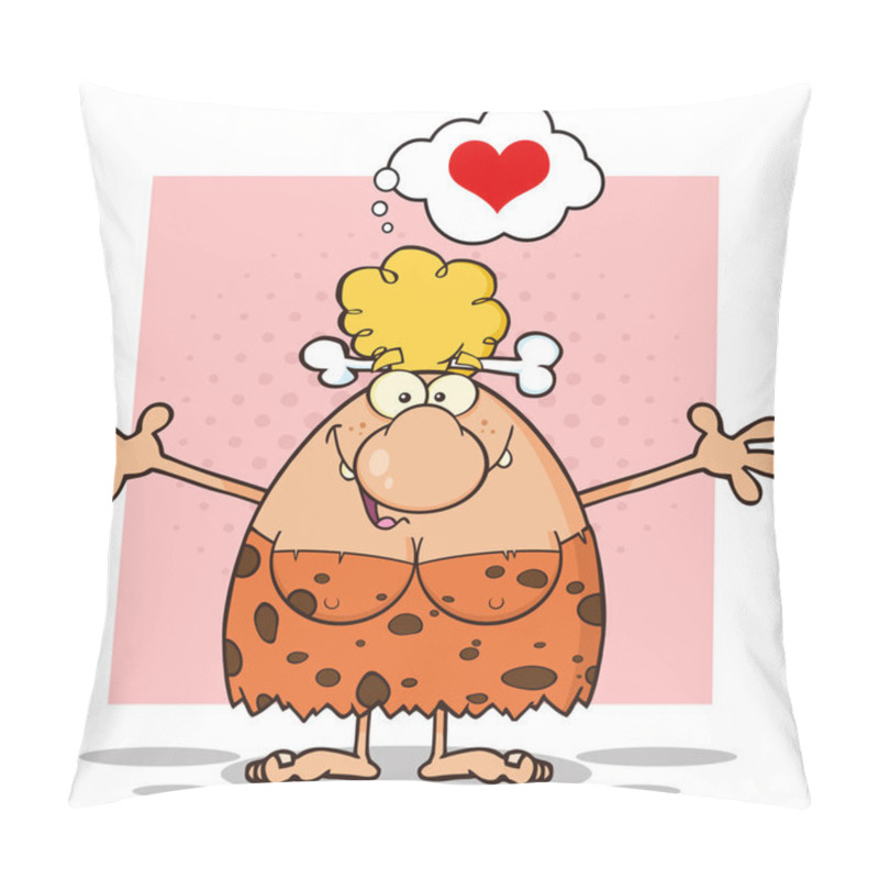 Personality  Happy Blonde Cave Woman Cartoon  Pillow Covers