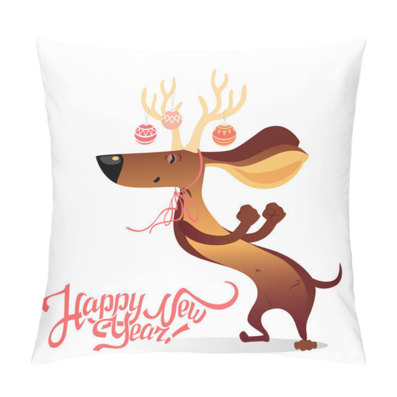 Personality  New Year's Card With Funny Dancing Dog  Pillow Covers