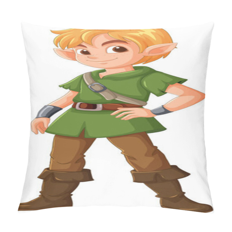 Personality  Elf Archer In Green Outfit, Confident Pose Pillow Covers