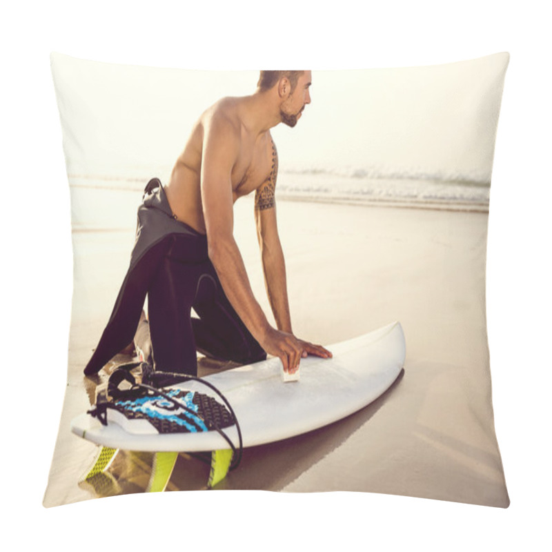 Personality  Male Surfer Getting Ready For The Surf Pillow Covers