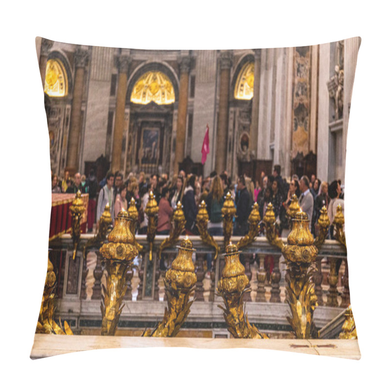 Personality  ROME, ITALY - JUNE 28, 2019: Selective Focus Of People In Basilica Of Saint Peter In Vatican Pillow Covers