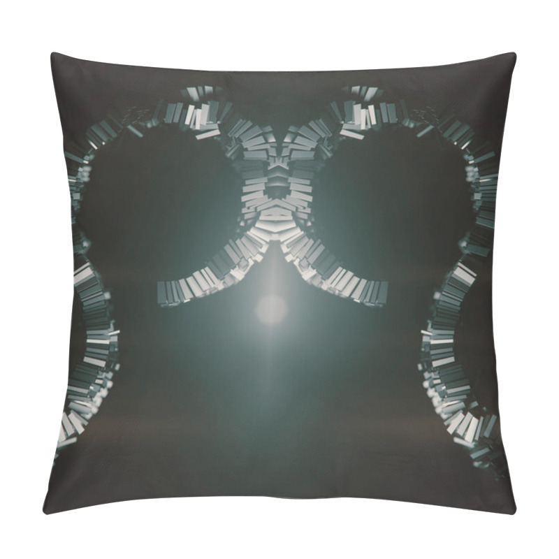 Personality  Abstract Symmetric Digital Illustration With Smooth Wave Made Of Shiny Metallic Rectangles. 3d Rendering Pillow Covers