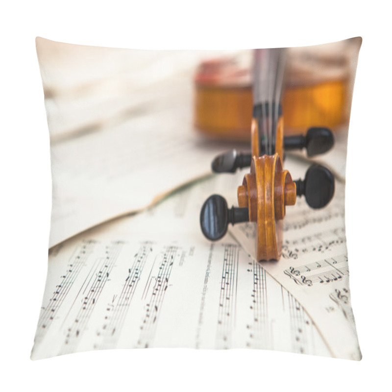 Personality  Old Violin Lying On The Sheet Of Music Pillow Covers