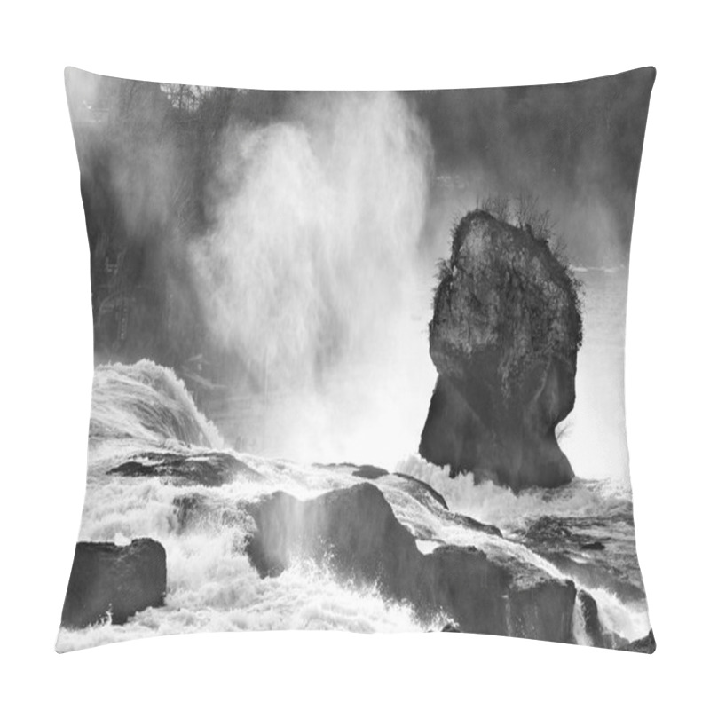 Personality  Rhine Falls, The Biggest Waterfall In The Winter Mist Pillow Covers