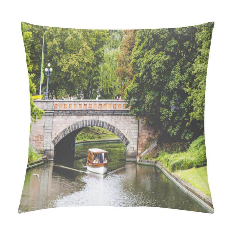 Personality  Sunlight Through The Trees In The Park And The Tourist Boat Sail Pillow Covers