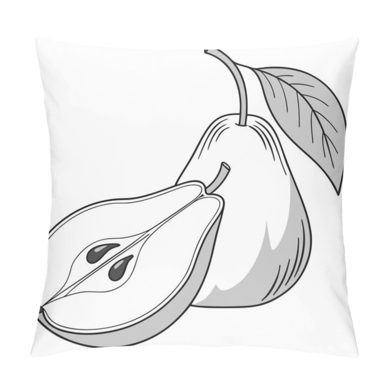 Personality  Monochromatic Pear Illustration - Minimalist Fruit Art, Black And White Pear Design, Botanical Artwork, Simple Fruit Drawing Pillow Covers