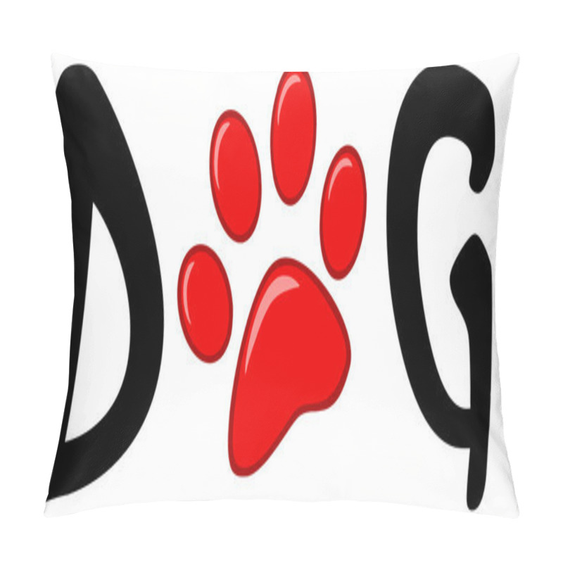 Personality  Dog Text With Red Paw Print Pillow Covers