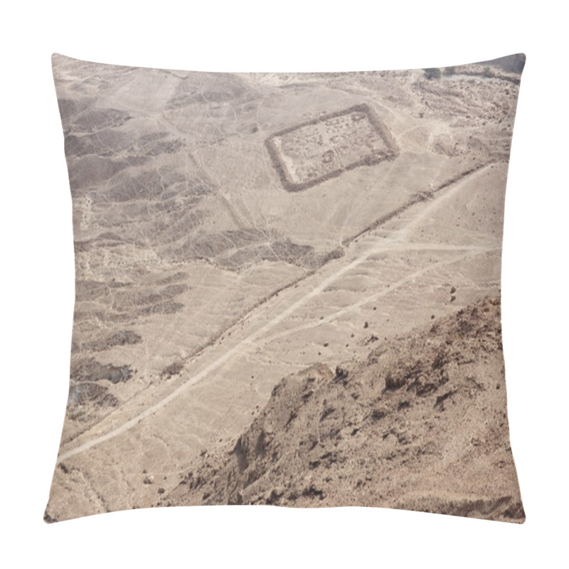 Personality  Traces Of An Old Camp Can Be Seen From A Mountain At Masada, Israel Pillow Covers