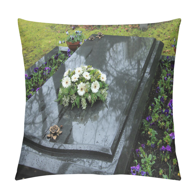 Personality  Funeral Flowers On A Tomb Pillow Covers