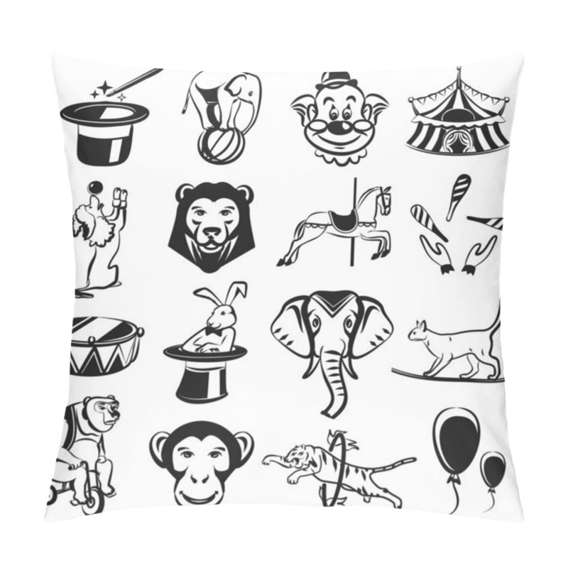 Personality  Circus Carnival Outline Black Icon Set Pillow Covers