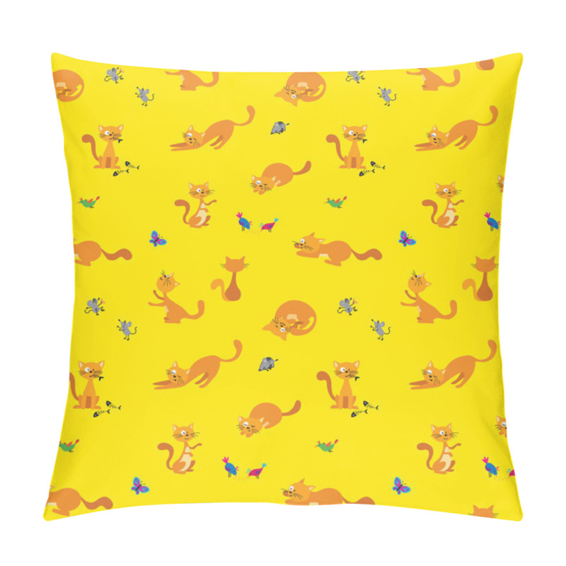 Personality  Funny Ginger Cats Seamless Pattern Pillow Covers