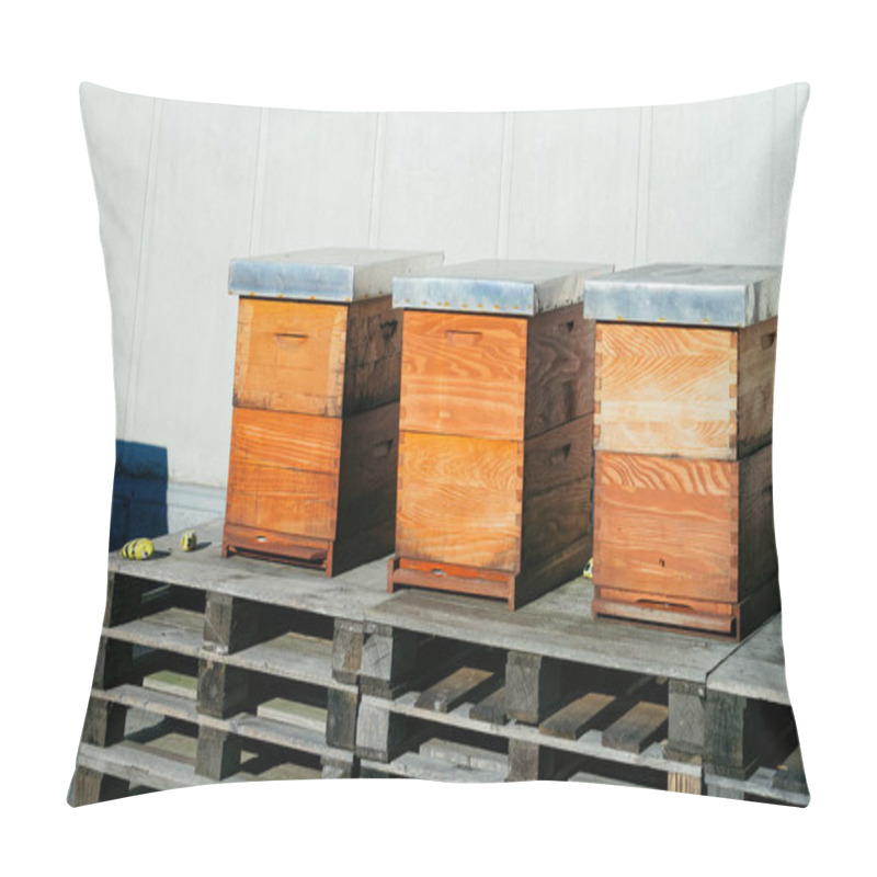 Personality  Bees In Wooden Beehives Boxes In Ljublja Pillow Covers