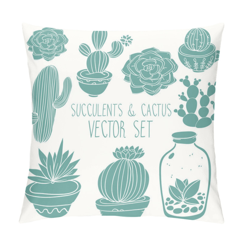 Personality  Succulents And Cactus Vector Handpainted Set Pillow Covers