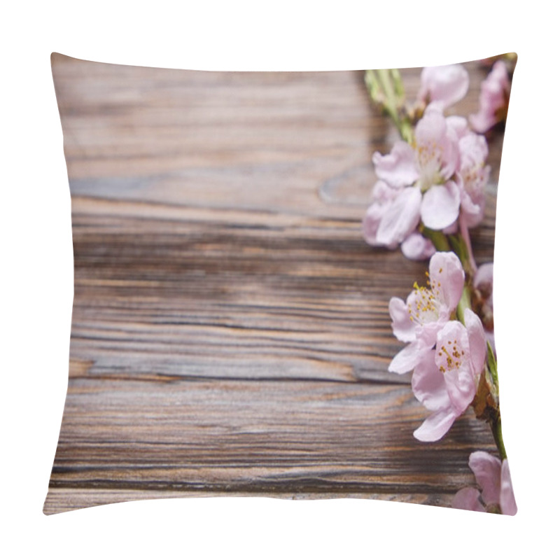 Personality  Beautiful Spring Composition With Flowering Blossoms On Wooden Background With Copy Space For Text. Mother's Day Greeting Concept. Pillow Covers