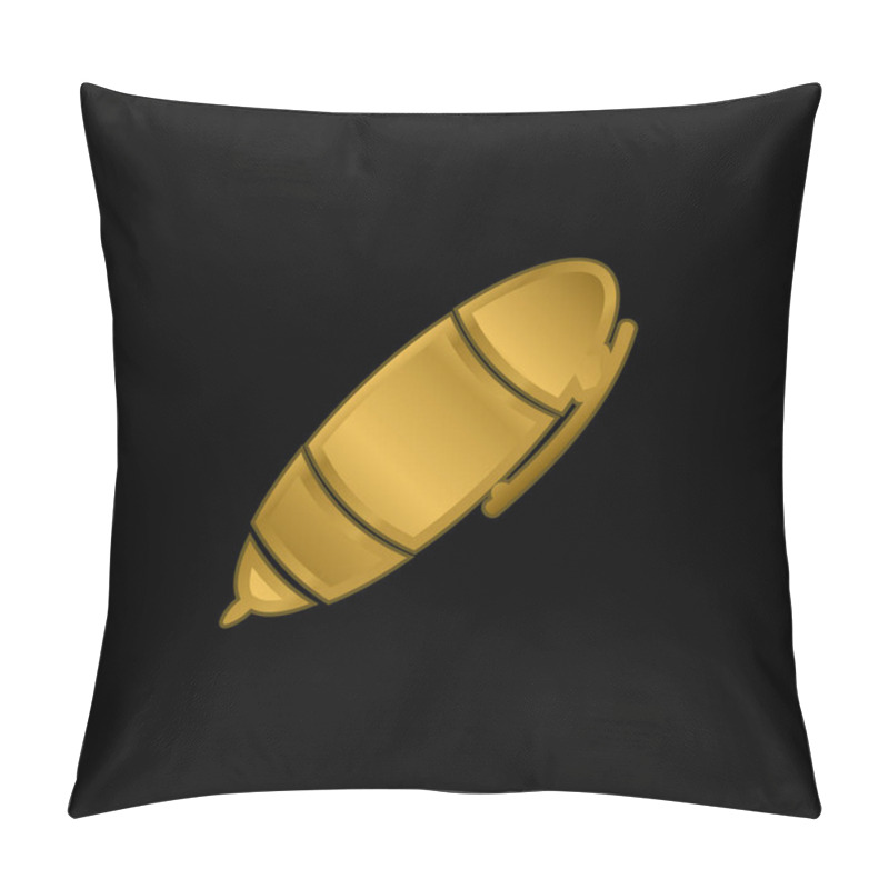 Personality  Big School Pen Gold Plated Metalic Icon Or Logo Vector Pillow Covers