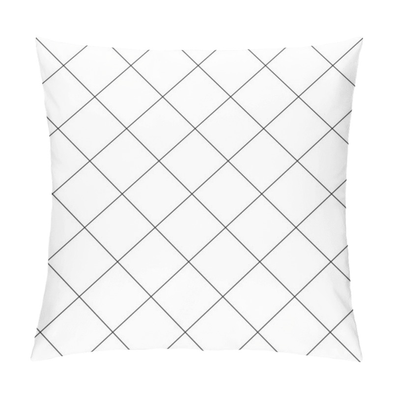 Personality  Diagonal Cross Line Grid Seamless Pattern. Geometric Diamond Texture. Black Diagonal Line Mesh On White Background. Minimal Quilted Fabric. Metallic Wires Fence Pattern. Vector Illustration. Pillow Covers