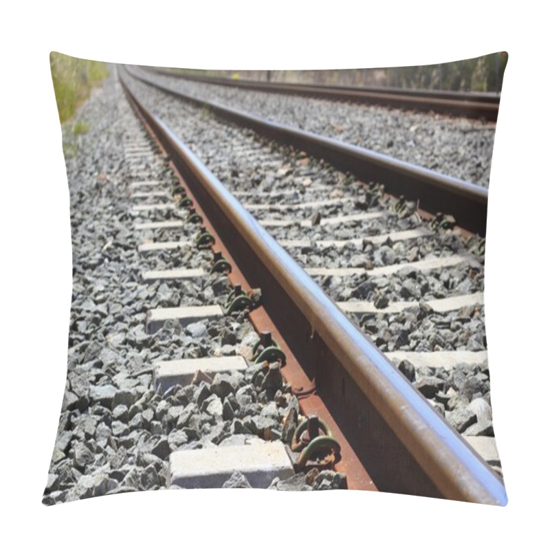 Personality  Iron Rusty Train Railway Detail Over Dark Stones Pillow Covers