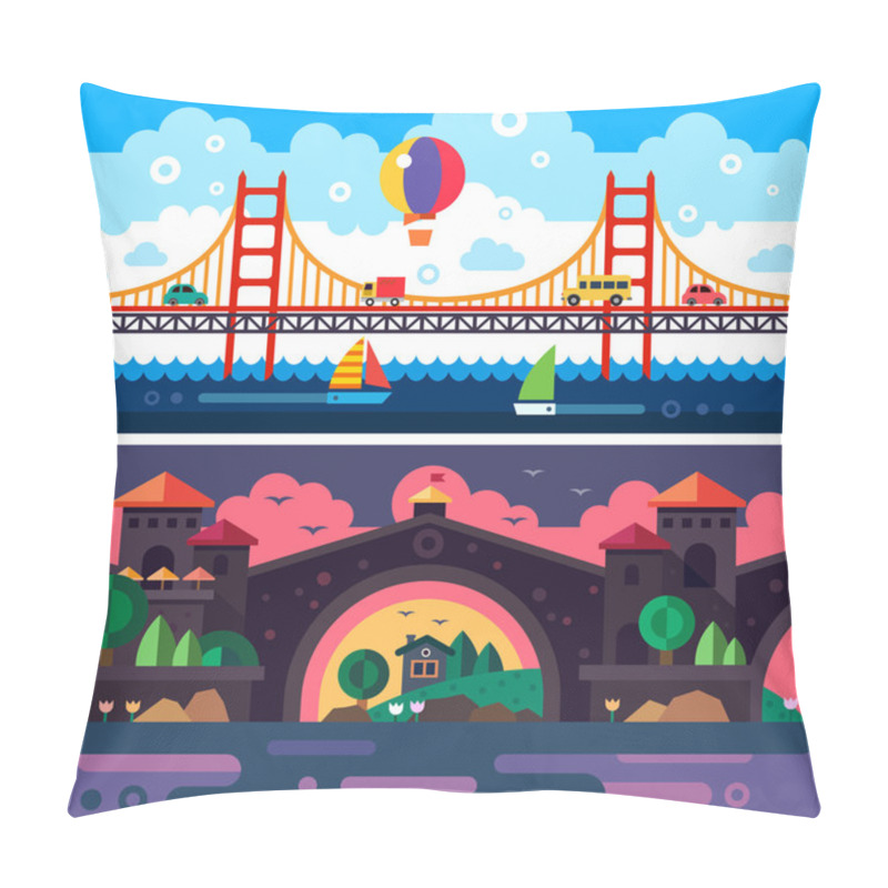 Personality  Landscape With Bridge Pillow Covers