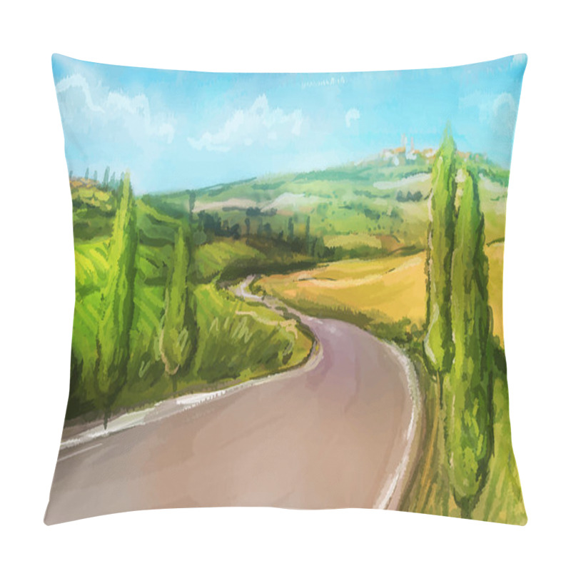 Personality  Tuscany: Rural Landscape With Fields And Hills Pillow Covers