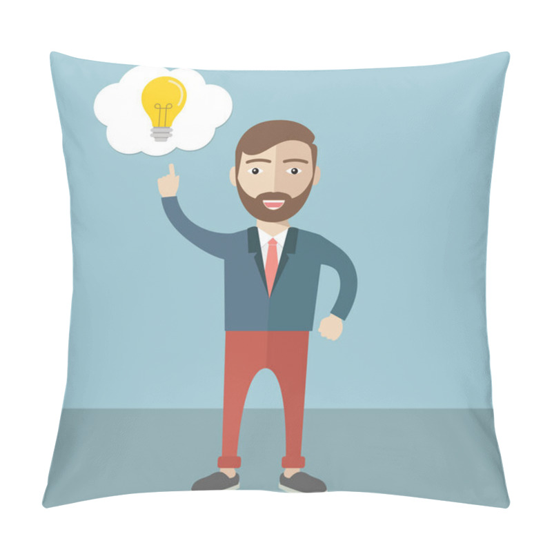 Personality  Businessman With Beard Pointing To Bulb Pillow Covers