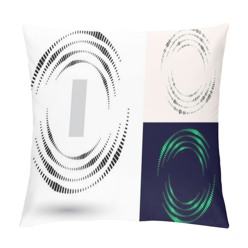 Personality  Halftone Quadrangles In Circle Form. Round Logo Or Icon. Vector Frame As Design Element. In Center Is The Repeated Element. Pillow Covers