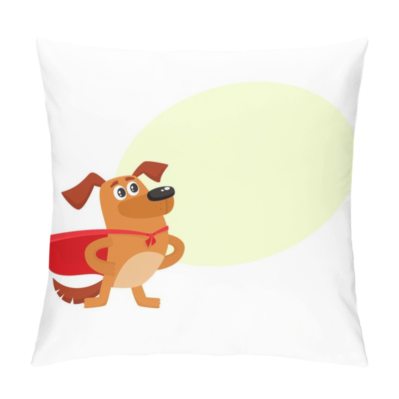 Personality  Funny Dog Character In Red Cape Standing As Hero Pillow Covers