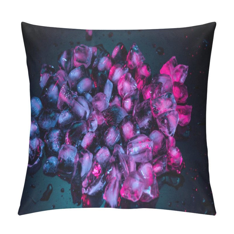 Personality  Close Up Of Pink Melting Ice Cubes On Black Pillow Covers