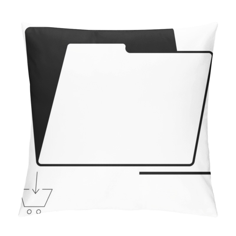 Personality  Document Folder Paired With Cart And Arrow, Symbolizing Digital Downloads, Online Shopping, File Management, And E-commerce. Ideal For Digital Storage, Business, Technology, Workflow Marketing Data Pillow Covers