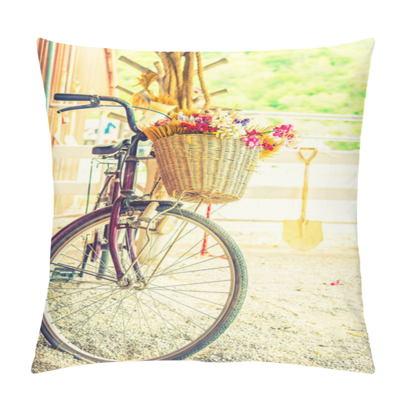 Personality  Bicycle With Flowers In Basket Pillow Covers