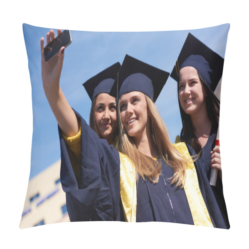 Personality  Students In Graduates Making Selfie Pillow Covers