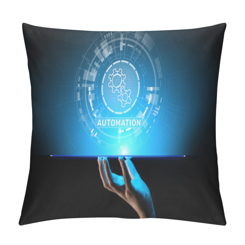 Personality  Automation Work Flow Business Process Optimisation Smart Industry Modern Manufacturing Concept On Virtual Screen. Pillow Covers